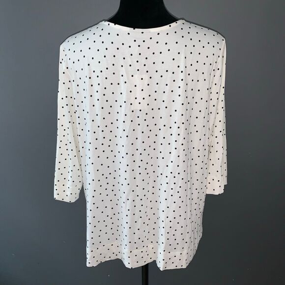 J. Jill Wearever Collection Women’s XL Petite Cream Polka Dot Top - Picture 6 of 10